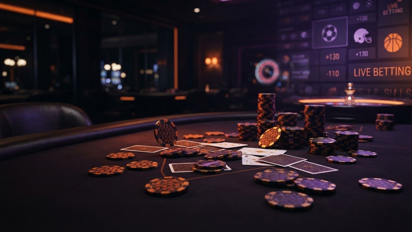 BoaBet casino háttérkép narancs lila fényekkel